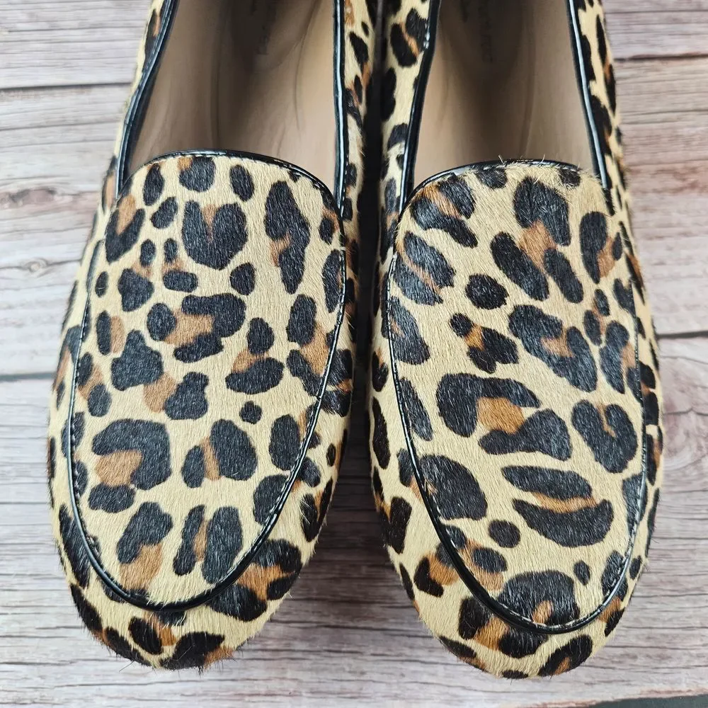 Clarks‎ Structured Un Blush Ease loafers flats, leopard pony hair, size 7